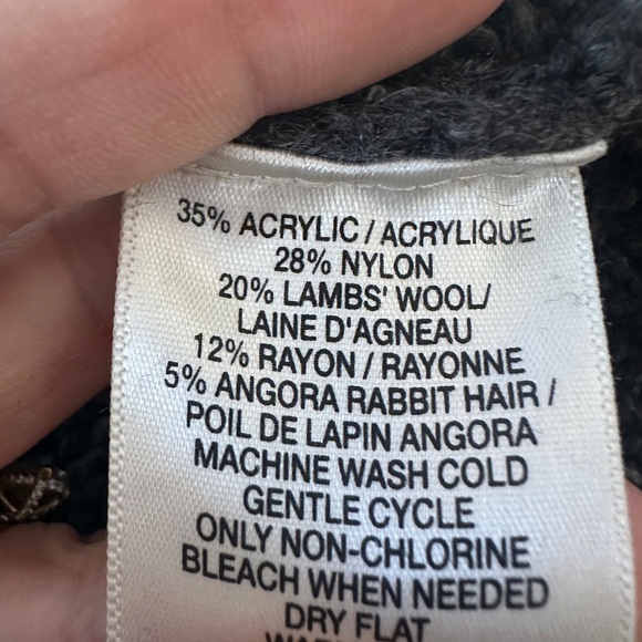 Y2K Old Navy Gray Lambs Wool Angora Blend Chunky Hooded Sweater Sz Womens Medium - Picture 8 of 8